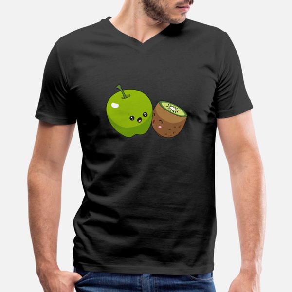 

kawaii киви яблоко t shirt men вязаная с коротким рукавом экипаж шеи сплошной цвет anti-wrinkle юмор лето обычная рубашка