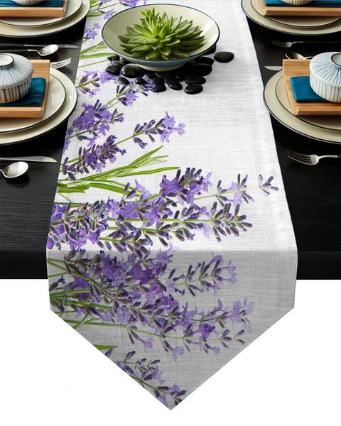 

purple lavender printed runner christmas decorations table runners for wedding party modern home decor