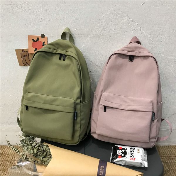 

2020 new trend female waterproof nylon backpack for women solid color backpack for women teenage girls school travel