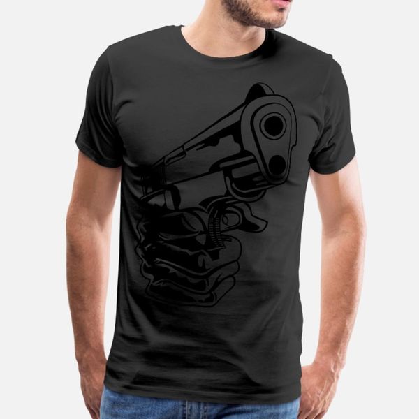 

gun in hand t shirt men fit tee shirt euro size s-3xl homme fit basic summer standard