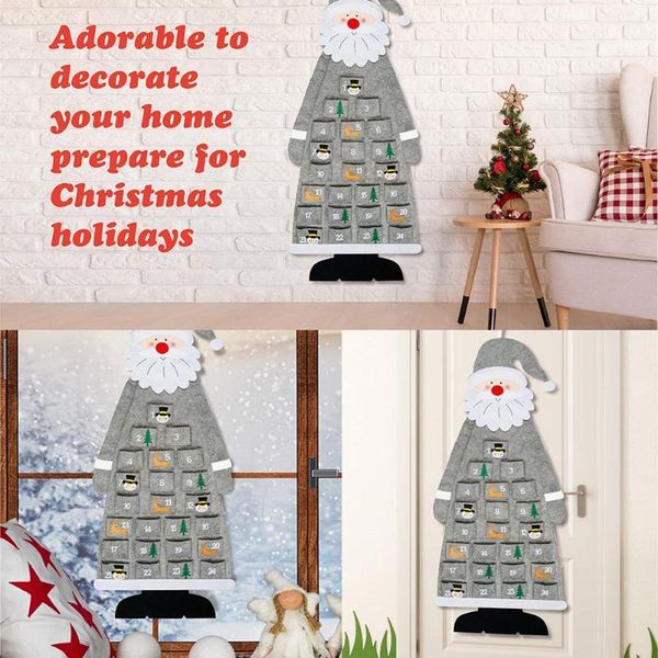 

christmas decorations ' 3d santa felt advent calendar pendant with pockets 24 days hanging countdown indoor decor 889