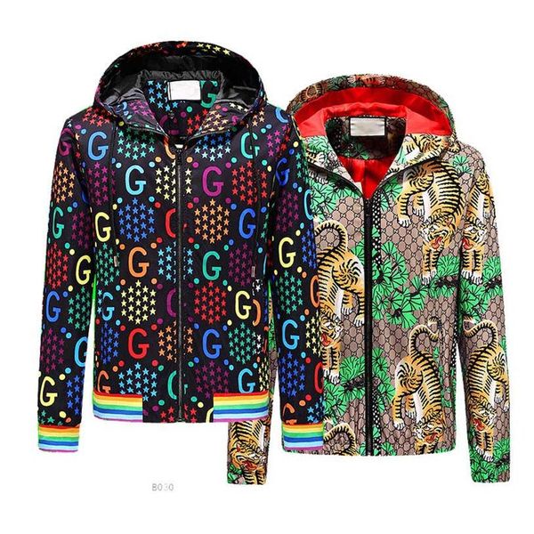 

designer jacket windbreaker long sleeve mens jackets hoodie clothing zipper with animal tiger letter pattern classic jacket, Black;brown