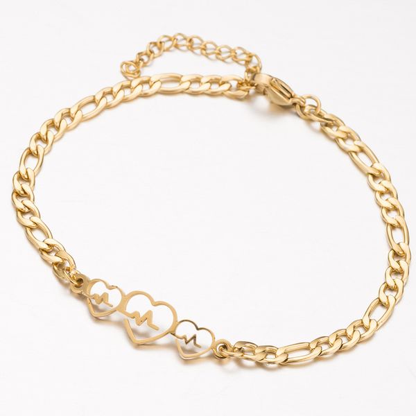 

bracelets women double layer accessories stainless steel friendship heart bracelets fashion jewelry gold chain bracelet circle, Black