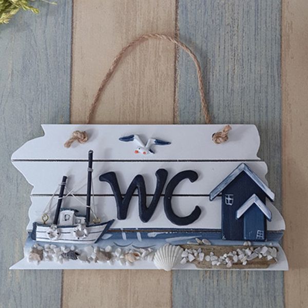 

wc sign nautical bathroom european style wooden doorplate hang tag home decor