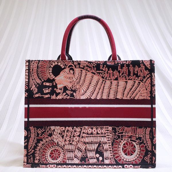 

brand design fashion shopping bag women print color jacquard floral canvas handbag large book totes ladies big shoulder bag