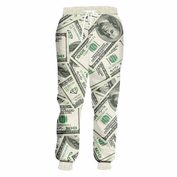 

streetwear pants men women casual trousers funny 3d money dollar print jogger pants rock punk hip hop oversize sweatpants, Black