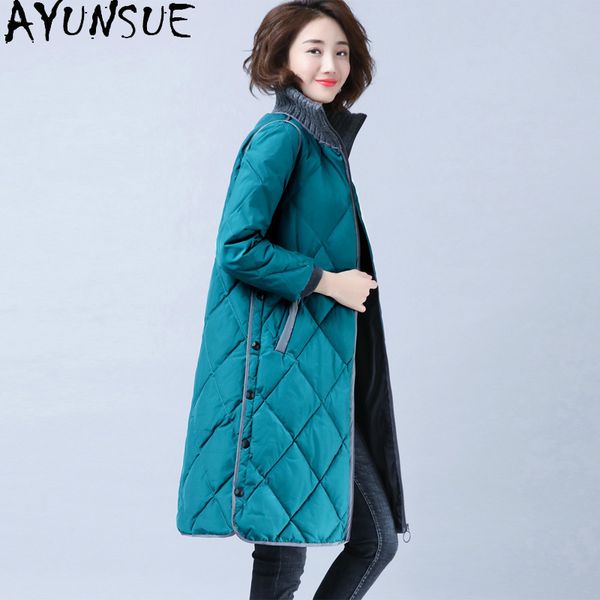 

ayunsue winter duck down jacket women long coat female jacket hooded parkas autumn coats and jackets women mujer chaqueta 2020, Black