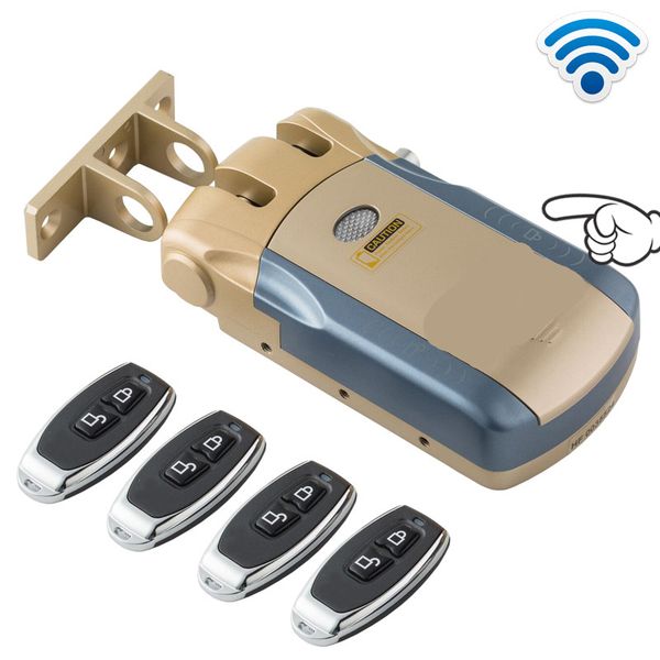 Freeshipping sem fio da porta Bloqueio eletrônico Keyless bloqueio inteligente invisível com toque Bloquear Desbloquear Botão 4 teclas do controle remoto