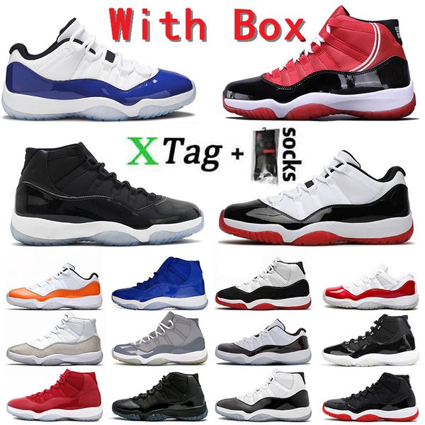 

with box basketball shoes 11 25th high low 11s mens womens sports sneakers concord bred gamma blue cap and gown cool grey trainers