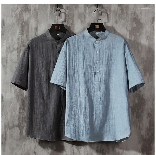 

shirts solid color single breasted mens plus size casual mens clothing designer summer cotton blend linen mens, White;black