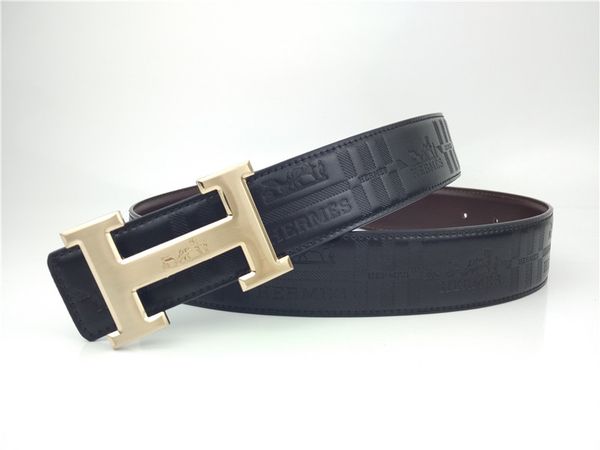 

2020 men belts double classic brass buckle real genuine leather men women belts gifts 3.8cm with box 07, Blue;purple