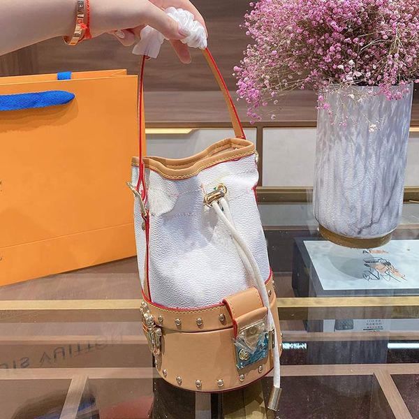 

style single shoulder messenger bag women bucket bag round crossbody wallet old flower handbag
