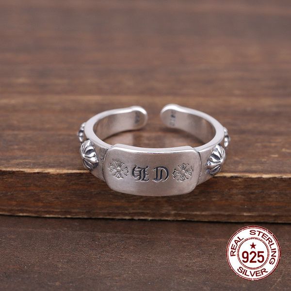 

100% s925 sterling silver ring personality fashion cross flower opening style fashion street punk style rings jewelry