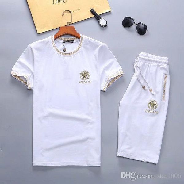 

european station 2020 spring and summer short-sleeved shorts casual mens tracksuit korean fashion breathable sweatsuit sports suit two-piece, Gray