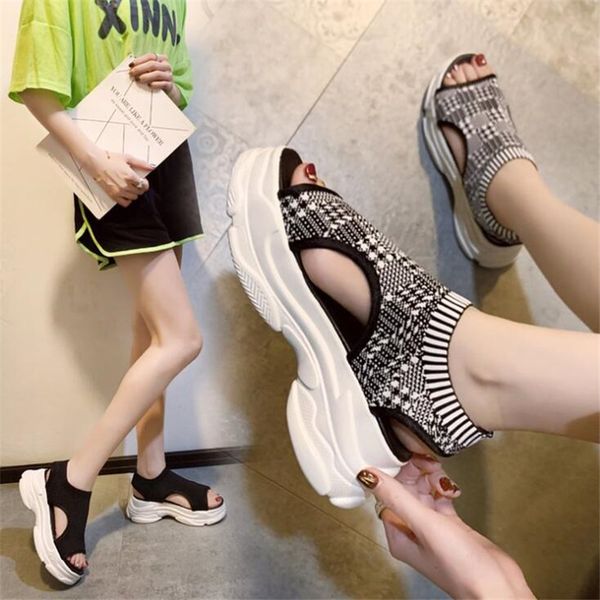 

women sandals 2020 brand fashion high heels sandals loafers women summer shoes women's luxury designers, Black