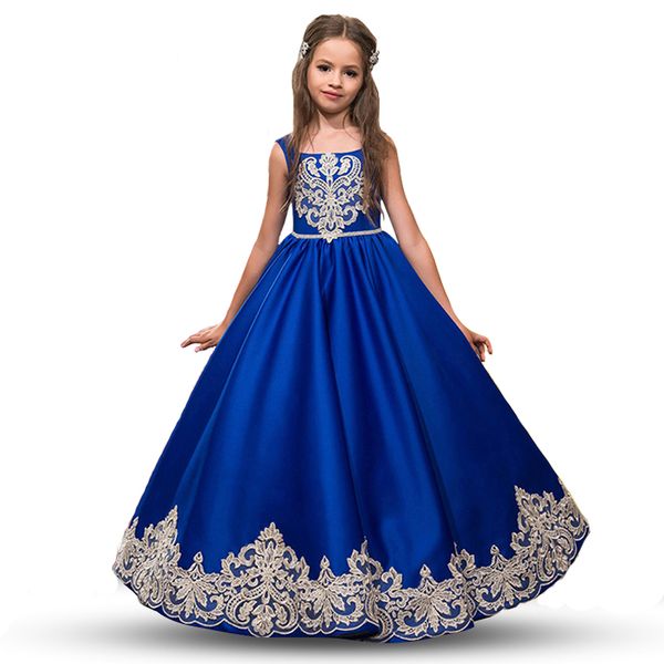 

summer dresses 2020 girls dress kids satin clothes long vestidos bridesmaid children dress sleeveless princess for girls, Red;yellow