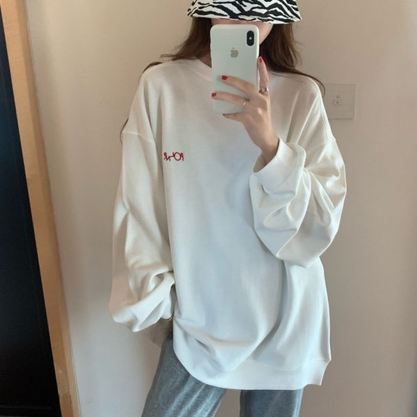 

girlfriends round neck women's fashionable ins autumn 2020 new korean thin loose sweatersweater sweater mid-length lazy bnl67, Black
