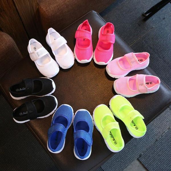 

summer girls sandals net shoes boys white mesh sandal children's sports shoes breathable sneakers baby cool footwear with holes, Black;red