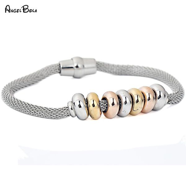 

fashion two-colour effect chain beads stainless steel women bracelet jewelry, Black