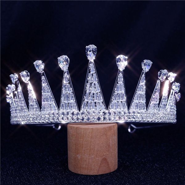 

gorgeous sparkling big zircons bride hair jewelry accessories crown fashion women pageant tiara crowns gift wholesale, Golden;silver