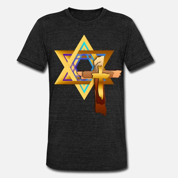 

star of david and triple cross t shirt men create cotton o-neck vintage cute fashion summer normal shirt