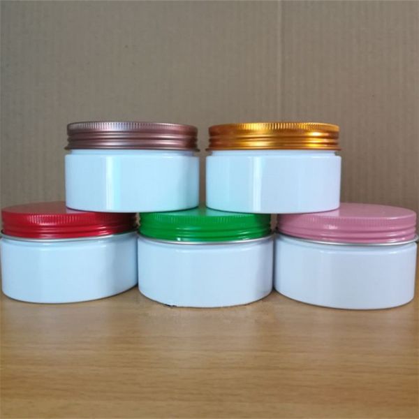 

wholesale 100/120/150g empty cream jar white bottle cream mask bath salts containers makeup cosmetic refillable tube