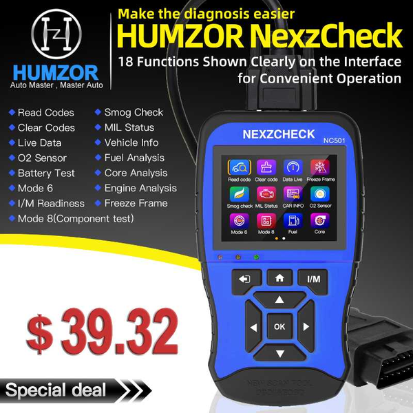 

humzor nexzcheck obd2 & eobd automotive scanner nc501 engine code reader obd2 diagnostic tool for universal cars pk nt301 cr3008