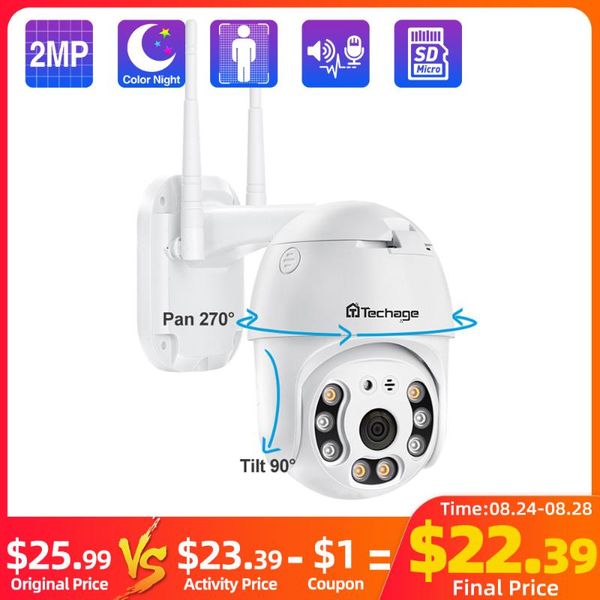 

mini cameras techage 1080p wireless camera speed dome ptz security ip motion alert dual antenna audio night vision cctv surveillance