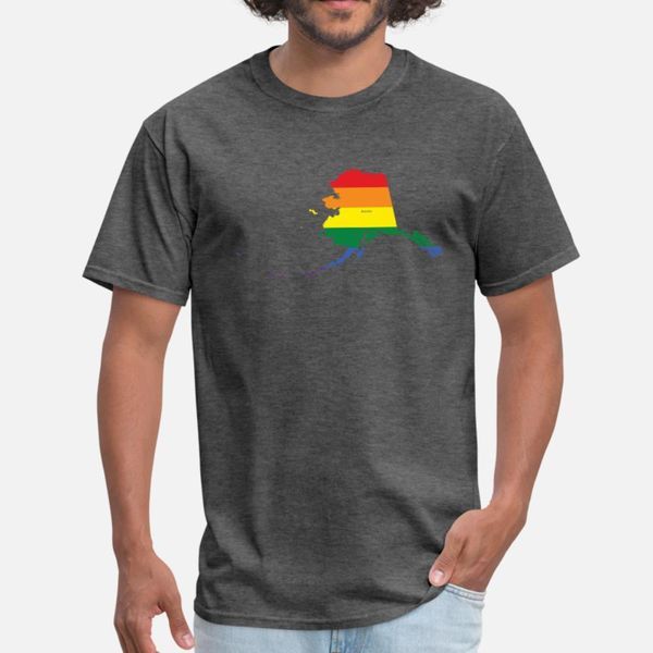 

alaska rainbow flag t shirt men designing short sleeve euro size s-3xl slim fit building spring autumn pattern shirt