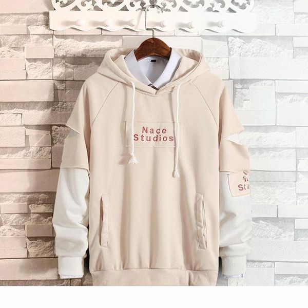 

early autumn winter 2019 new men's pullover hooded sweater tide korean student spring clothes loose coat, Black