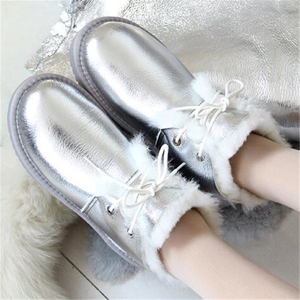 

new arrival silver real sheepskin 2020 women's winter woman snow boots genuine sheepskin warm boots shoes, Black
