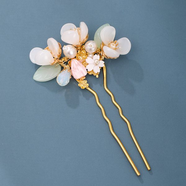 

getnoivas handmade flower style women hair forks hair pin gold color u shaped clip stick jewelry accessories s, Golden;silver