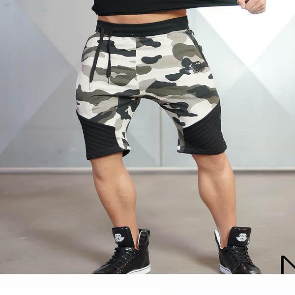 

sj camouflage men's short trousers 2016 casual calf-length jogger mens shorts sweatpants fitness man workout cotton shorts, White;black