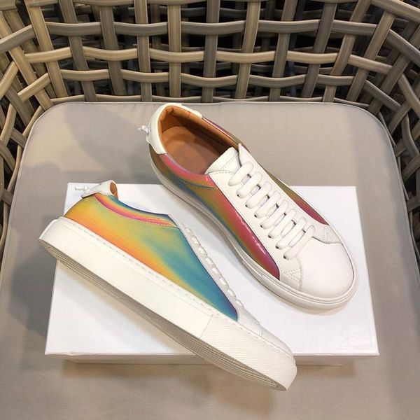

low sneakers in leather rainbow trainer flat for mens calfskin high sneakers with box size 38-44, Black