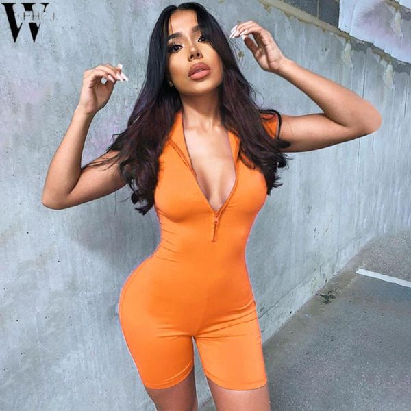 

wyhhcj sporty casual solid zipper biker shorts playsuits short sleeve street style fashion fitness bodycon workout rompers hot, Black;white
