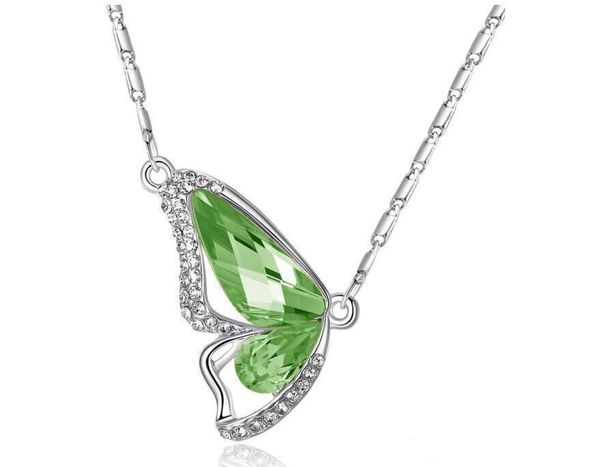 

plated for necklace jewelry pendant women crystal 12 fashion pendants imitation dancing moq butterfly rhodium butterfly pcs whole2019 gierp, Silver