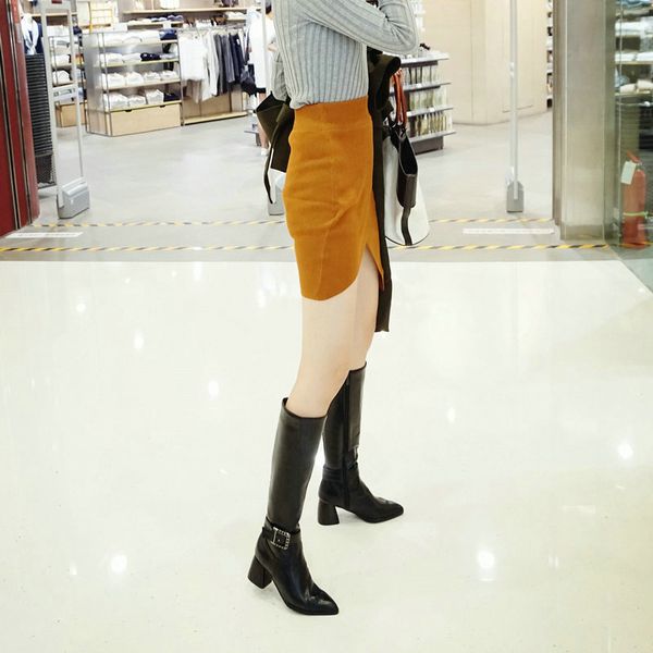 

2020 new autumn and winter women's horseshoe with pointed zipper plus velvet to keep warm popular fashion large size 34-43, Black