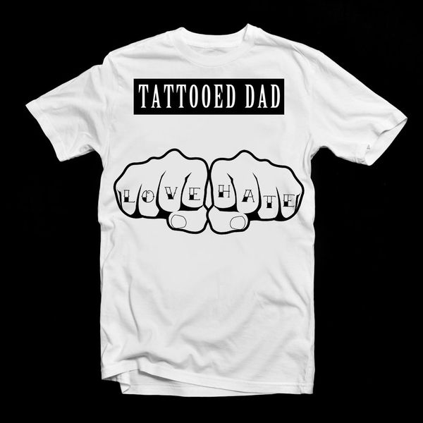 

sport summer cotton t-shirt fashion tattooed dad fist love hate t-shirt birthday tshirt cool daddy |fathers day giftdress t-shirt