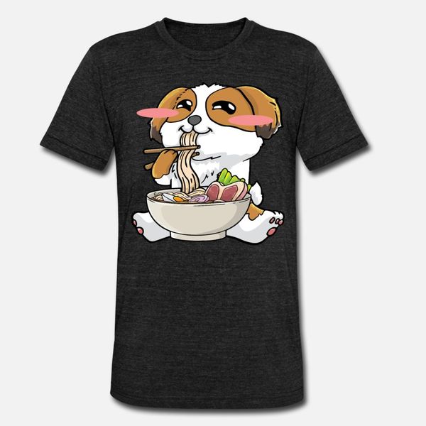 

shih tzu dog ramen noodles japanese kawaii cute t shirt men printed short sleeve o neck clothing fit basic spring pattern shirt