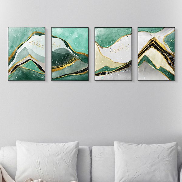

абстрактный зеленый white river golden lines wall печати плакатов современные холст живописи гостиная украшение фотографии home decor