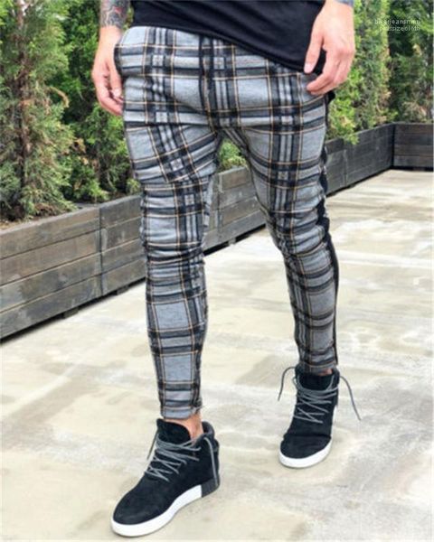 

fashion pencil pants long trousers joggers pantalones mens plaids designer trousers spring autumn, Black