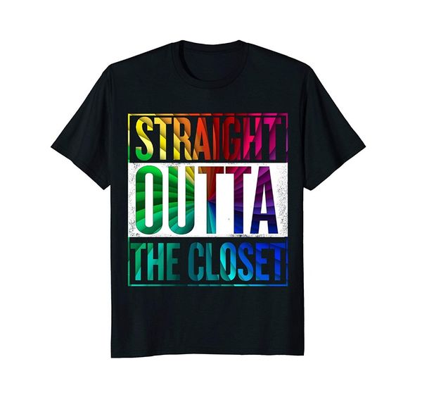 

new 2019 summer casual t-shirt printing straight outta the closet - gay pride lgbt t-shirt t shirts