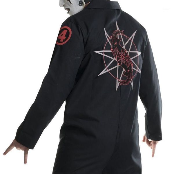 

movie stars cosplay slipknot theme costume halloween party dress digital printed long sleeved black uniforms, Black;red