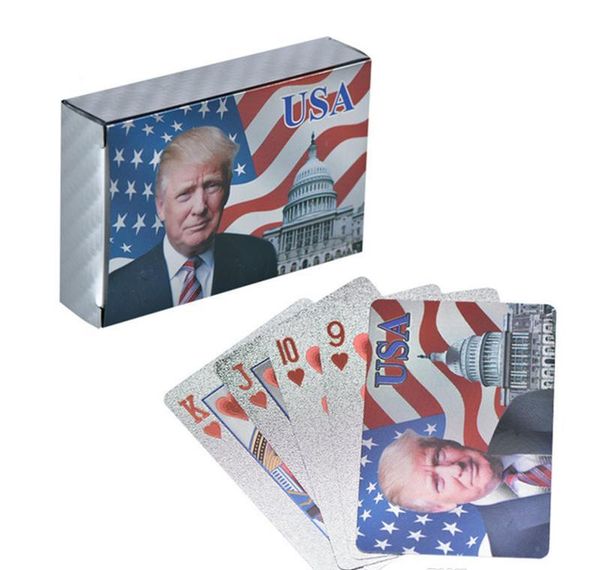 

cards shipping box foil playing trump pokers donald with set gold/silver us president dhl poker dh_niceshop glrbt
