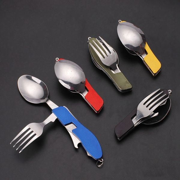 

4 in 1 spoon folding pocket camping tableware outdoor cooking supplies for picnics hiking survival multifunction tools