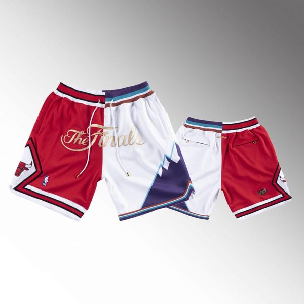 

1997 finals chicago bulls men utah jazz city split shorts just don pocket pants s-2xl, Black