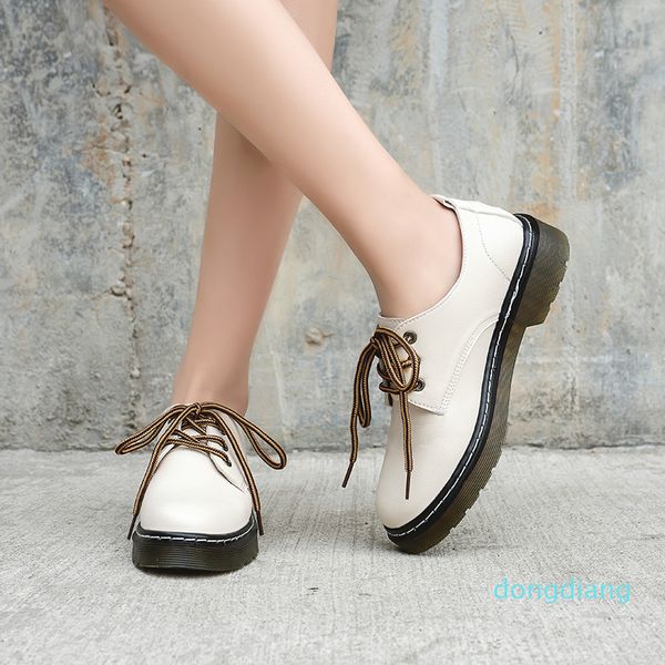 

women casual flat shoes round head laces fashion spring single shoes cute style simple solid color love decoration u29-43, Black