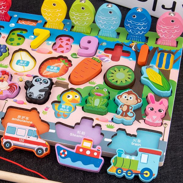 

children early education intelligence development baby puzzle seven in one fishing logarithmic board toy alphanumeric matching board