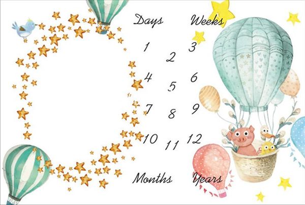 

baby milestone air balloon flannel blanket pgraphy baby blanket creative background cloth 130*100cm