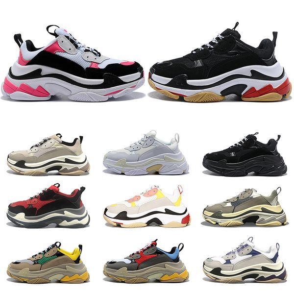 

triple s men women fashion casual shoes vintage sneakers black white grey mens womens tennis trainers sneakers size 36-45